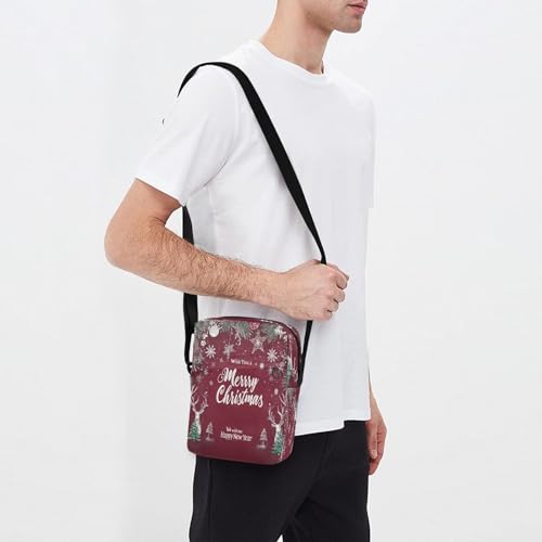 MCHIVER Small Messenger Bag Merry Christmas Crossbody Bag for Men